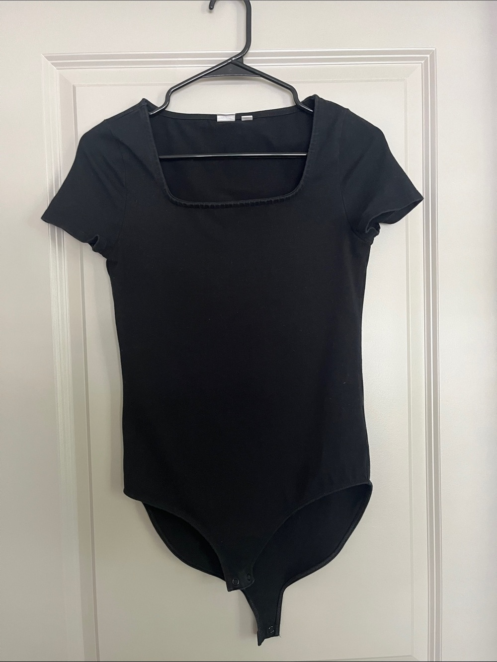 GAP Black Square-Neck Short Sleeve Bodysuit